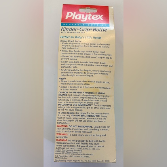 New in package playtex kindergrip bottle with lid vintage 8 oz - Picture 6 of 6